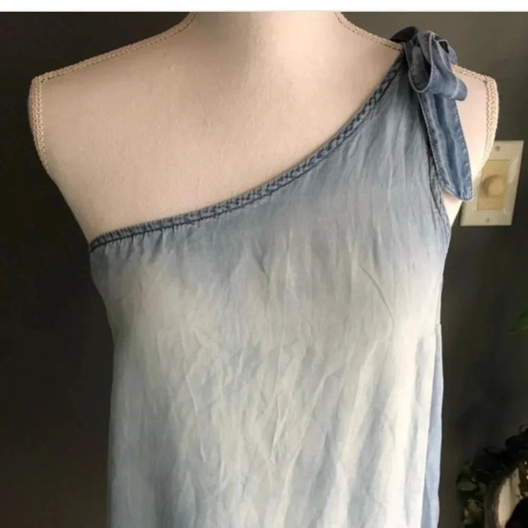 NWT Anthropologie Cloth & Stone chambray one shoulder dress Size S - Picture 5 of 8